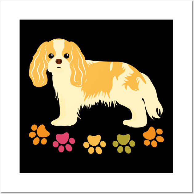 Cavalier King Charles Spaniel and Paw Print Wall Art by LulululuPainting